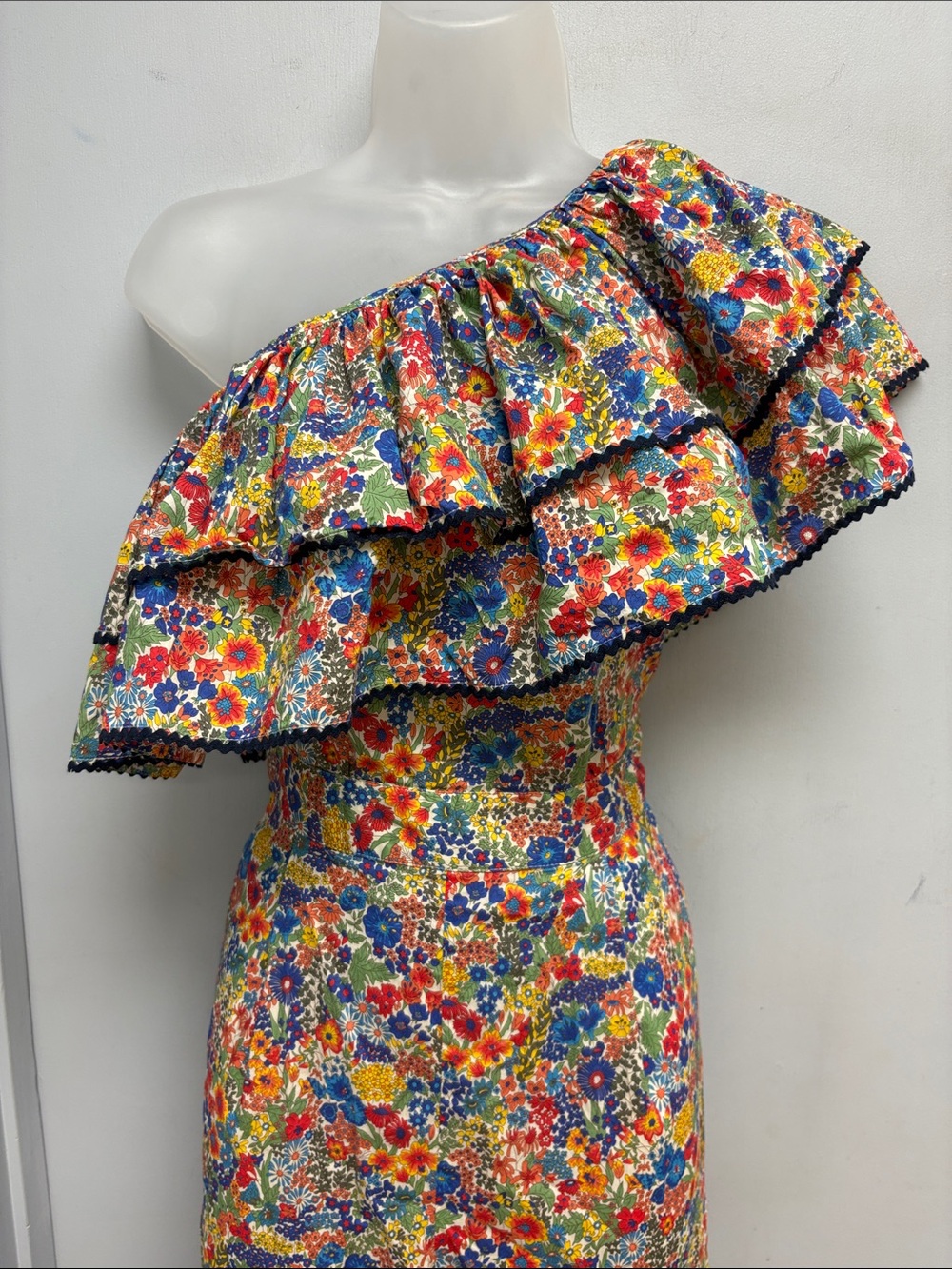 J.Crew Liberty London Margaret Annie Floral One-Shoulder Wide-Leg Jumpsuit 2 - Picture 5 of 16